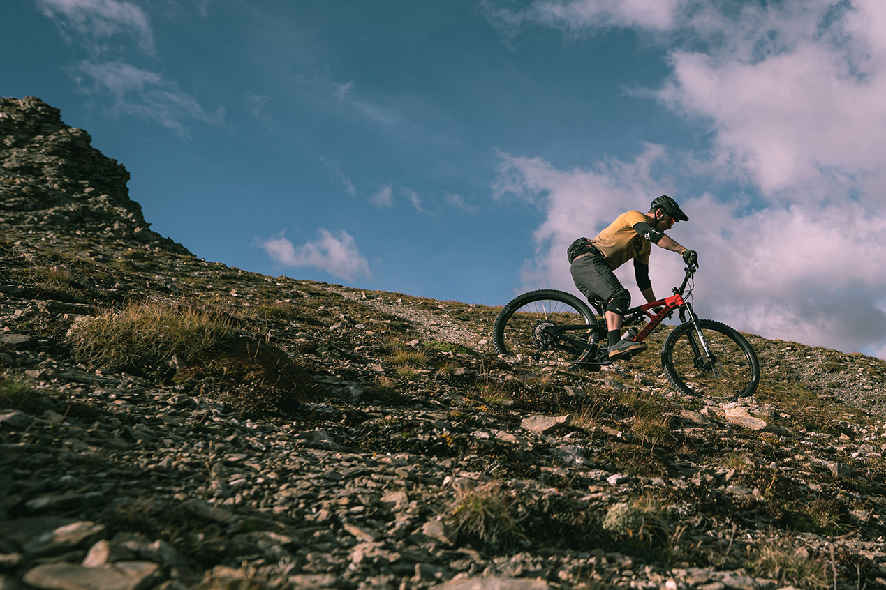 Professional mountain biker in action